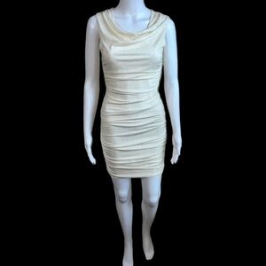 Bodycon Mini Dress White Sparkle Scoop‎ Neck Size Medium Sexy Party